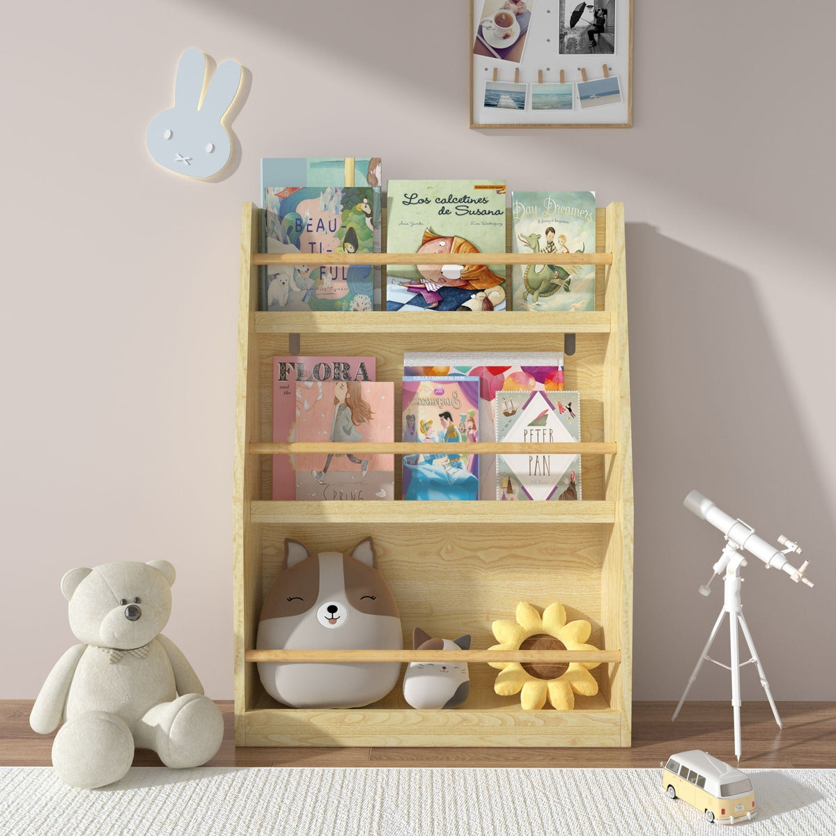 3 Tier Book Shelf with Compact Storage - Multiple Colors