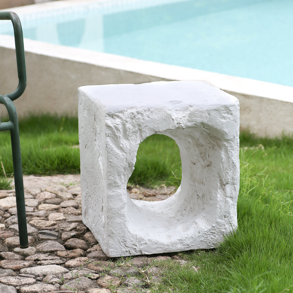 Lyra Outdoor Patio Karst Cave Inspired MGO Side Table White