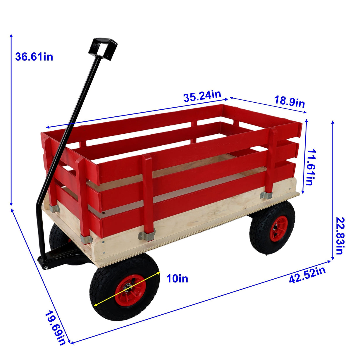 Children's and garden wooden carriagesall-terrain rubber inflatable wheelers