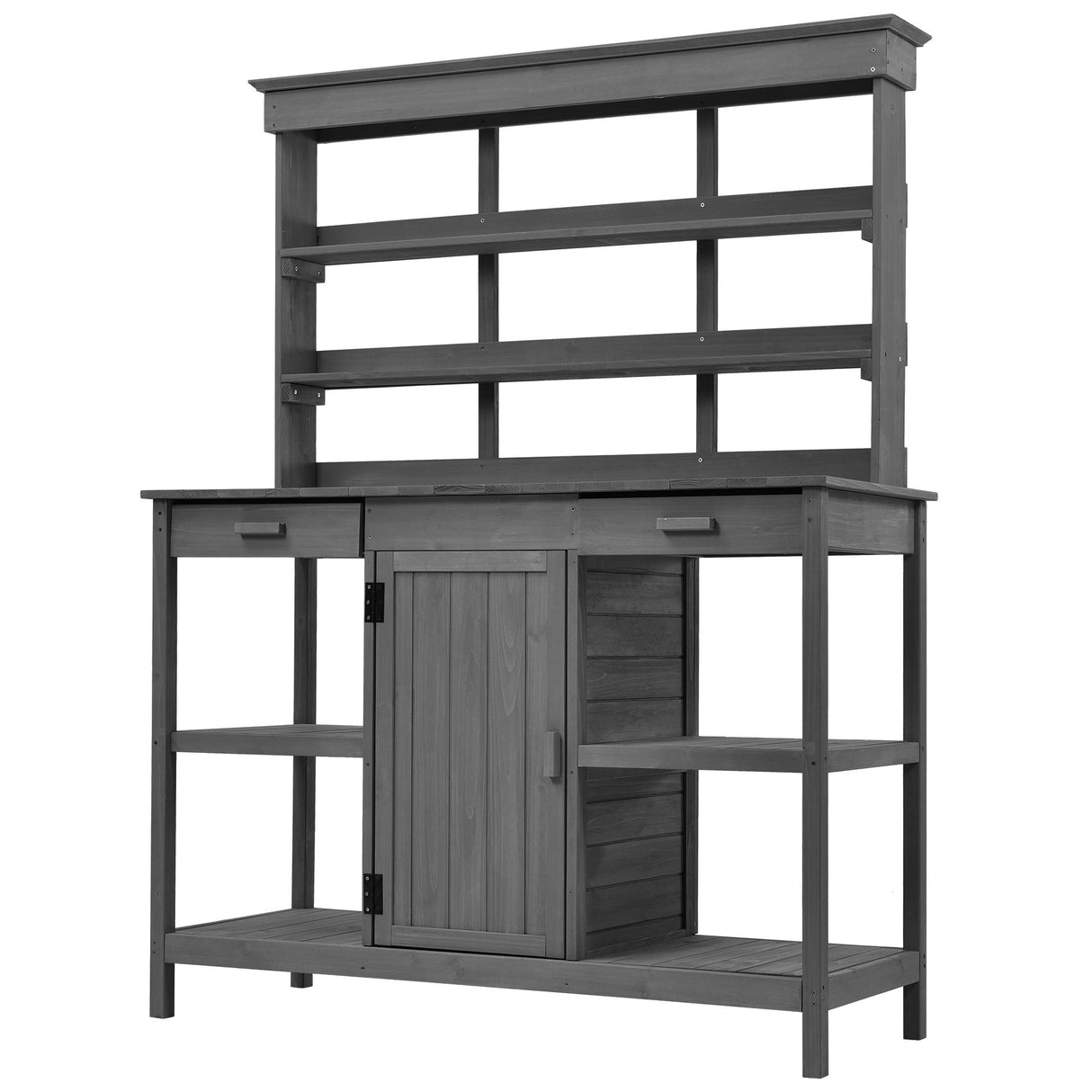 TOPMAX 66'' Large Outdoor Farmhouse Wooden Potting Bench Table