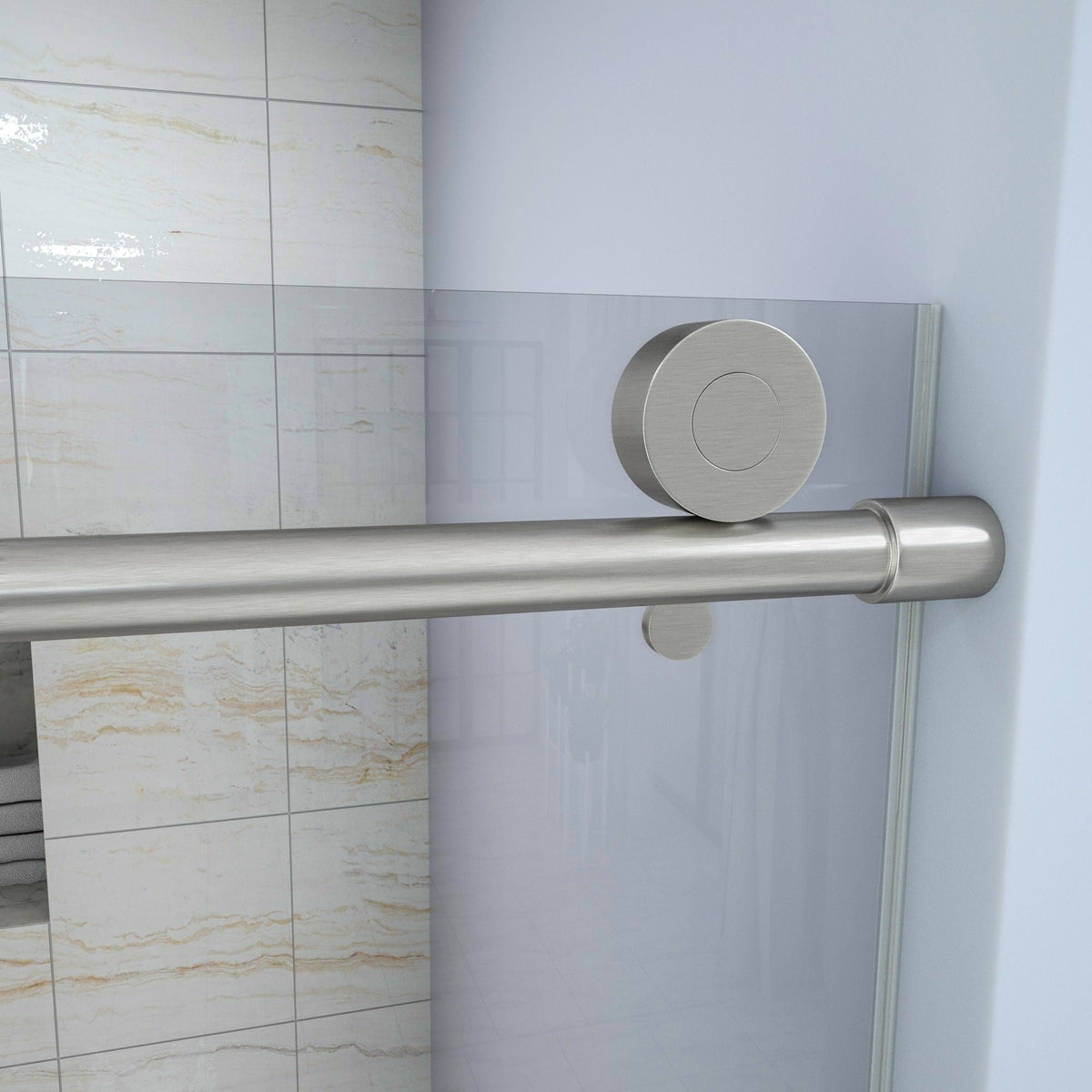 Single Sliding Bypass Shower Door Enclosure With Tempered Glass