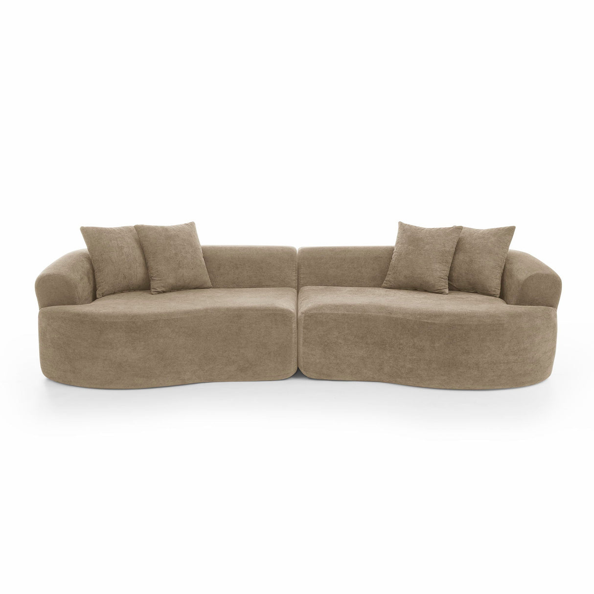 Cloud 4 Seater Sectional Curved Sofa, Minimalist Design - Light Brown