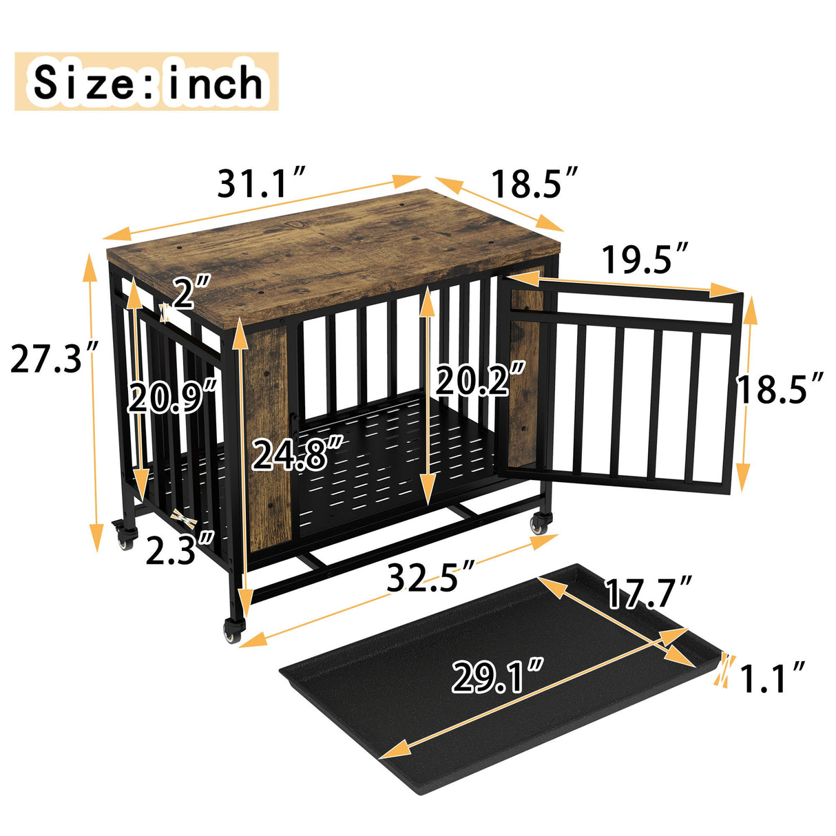 Wooden Dog House Dining Table with Iron Door