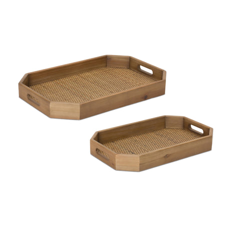 Wooden-Tray-with-Rattan-Accent-(Set-of-2)-Serving-Trays