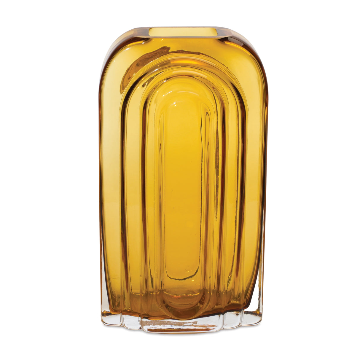 Rounded Amber Glass Vase 9.75"h Gold