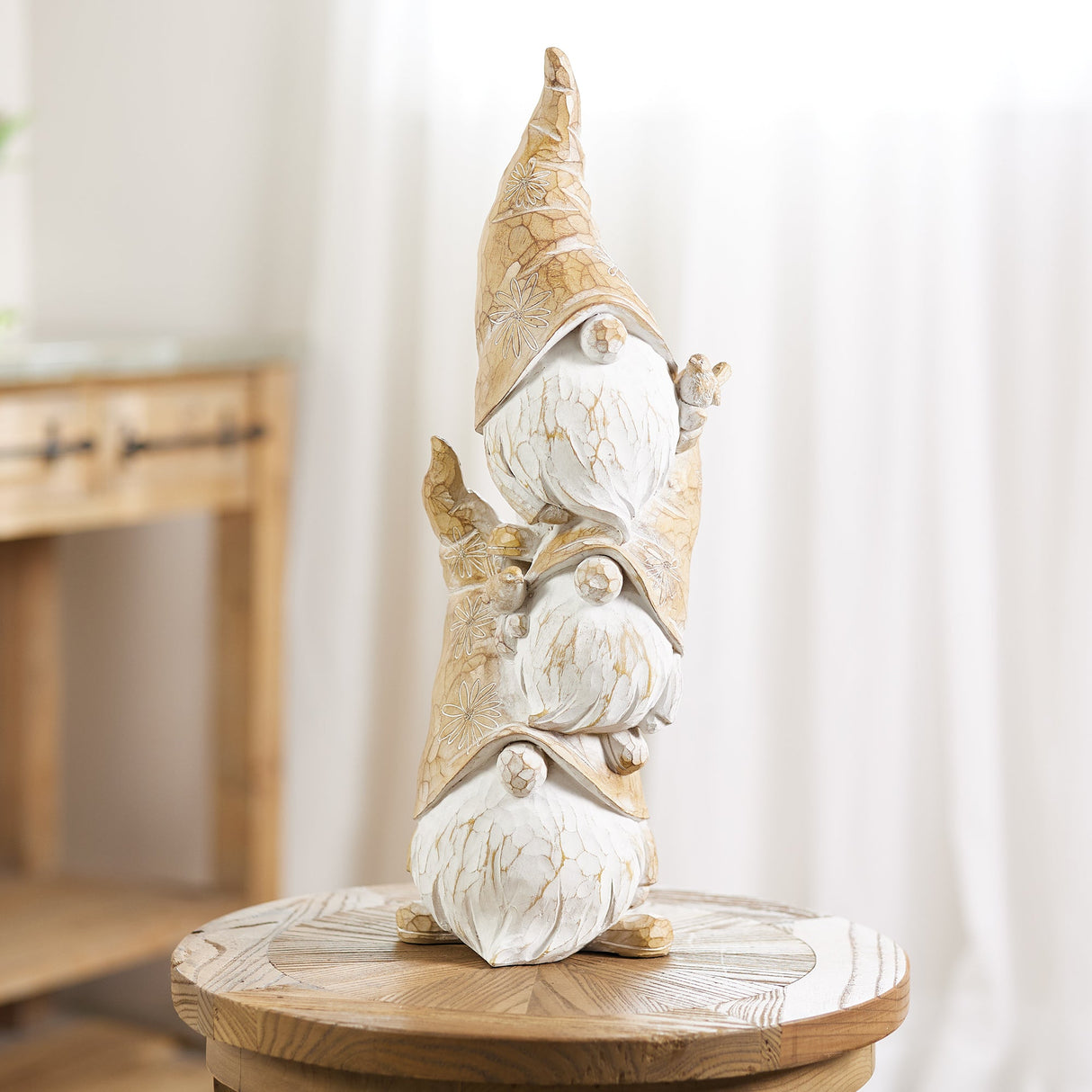Carved Spring Gnome Stack 23"H