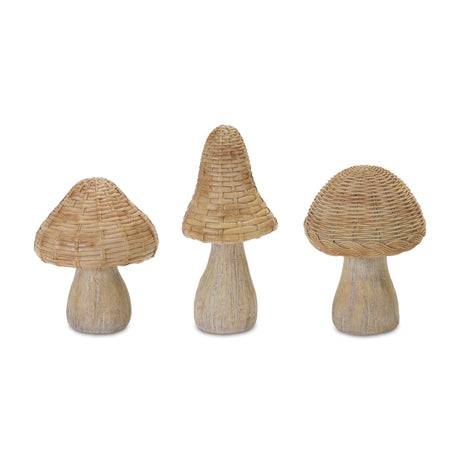 Wicker-Mushroom-Decor-(Set-of-3)-Decorative-Objects