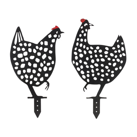Punched-metal-chicken-garden-stake-(set-of-4)-Garden-Decor
