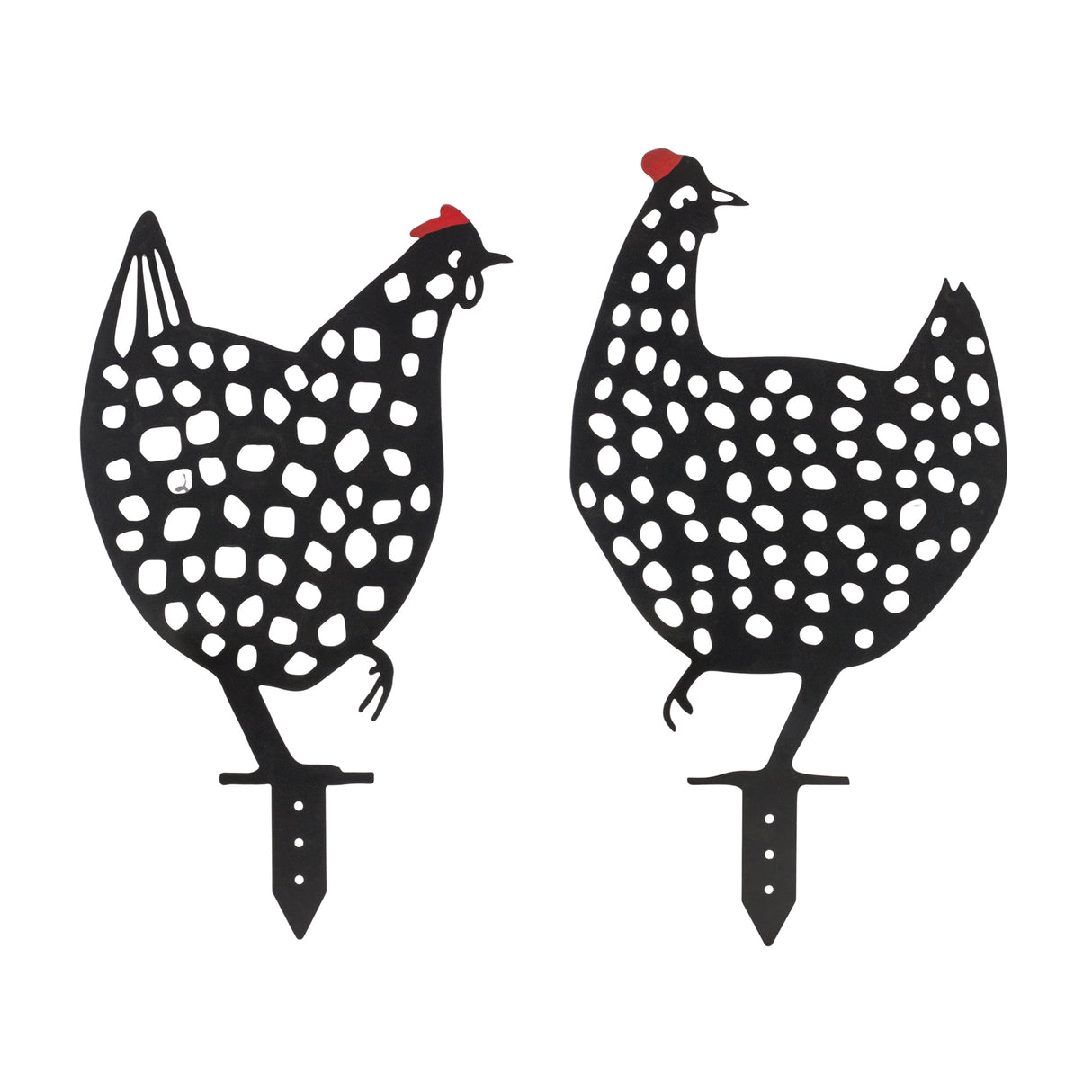 Punched-metal-chicken-garden-stake-(set-of-4)-Garden-Decor