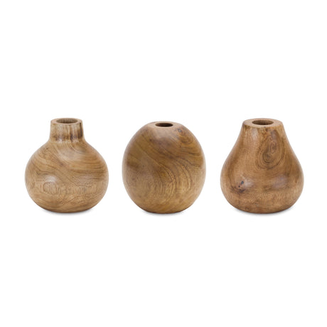 Natural-Wood-Bud-Vase-(Set-of-3)-Vases