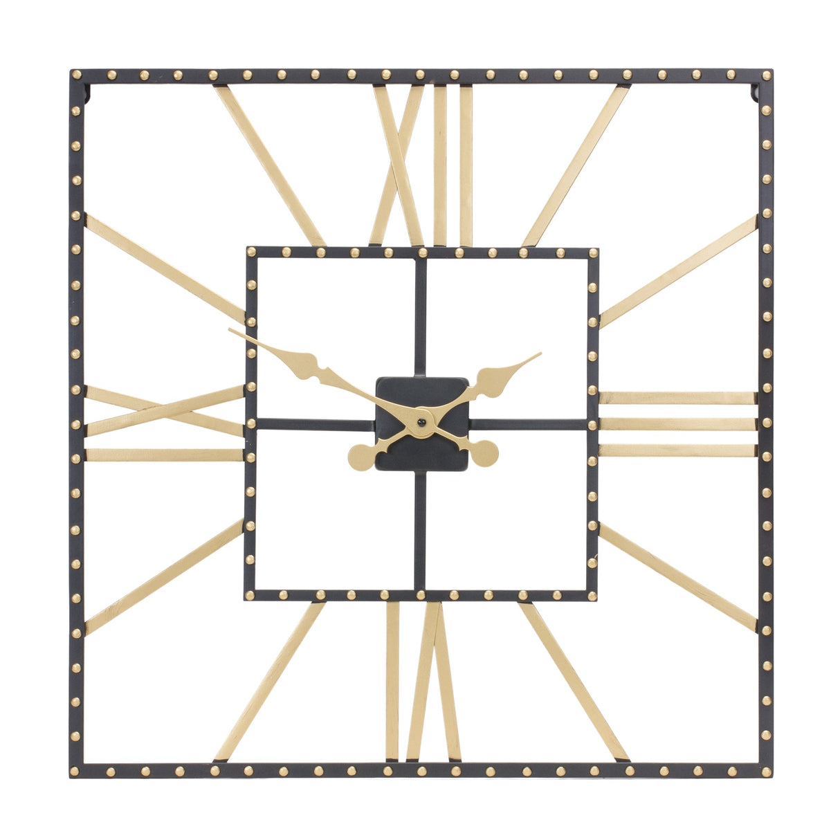 Metal square wall clock with roman numberals 23.5"sq
