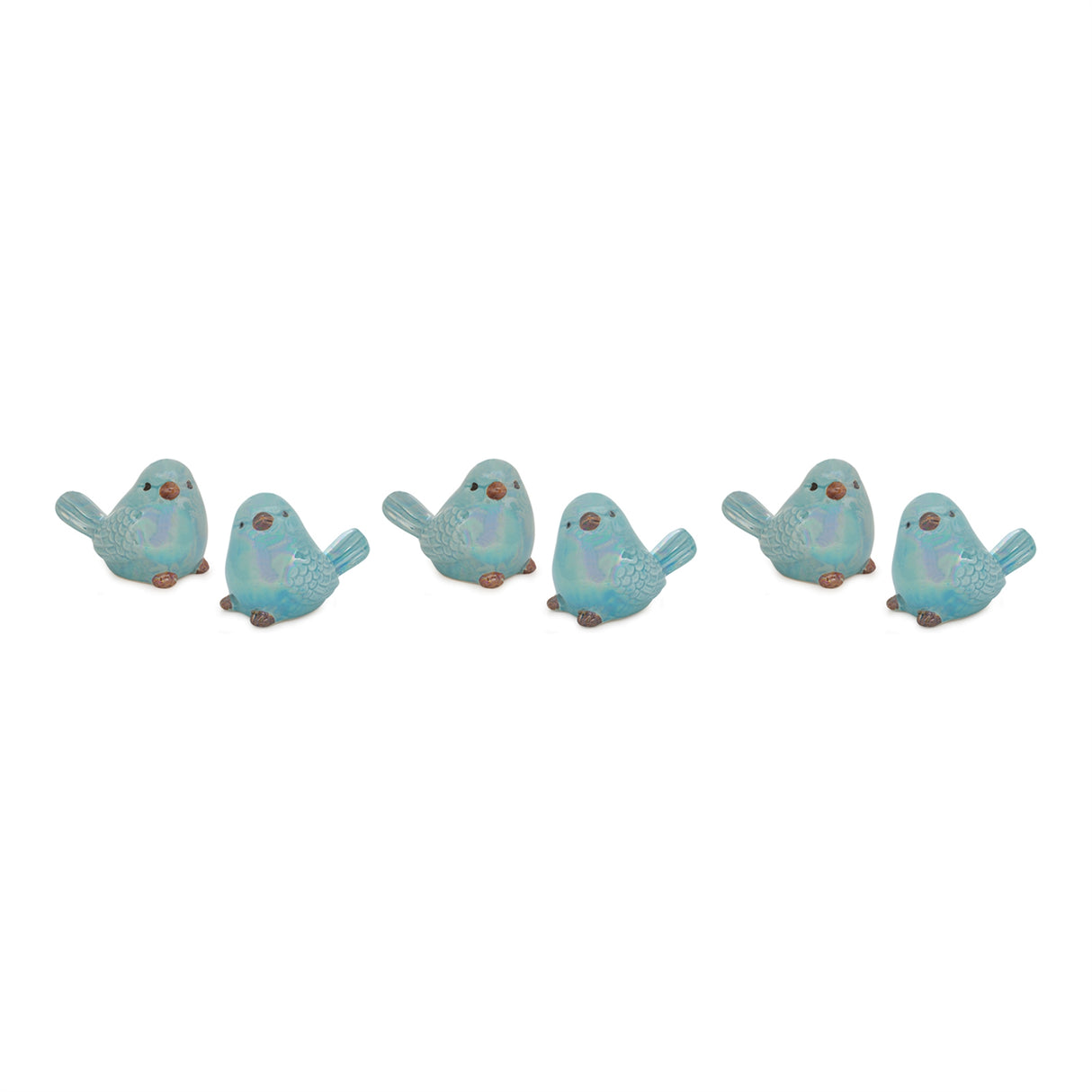 Irredescent bird figurine (set of 6)