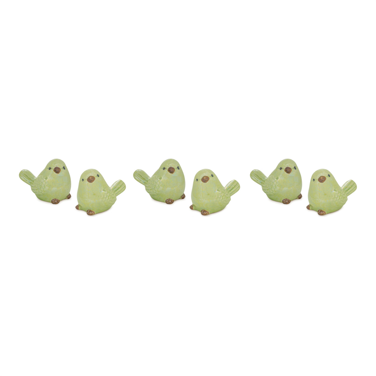 Irredescent ceramic bird figurine (set of 6)