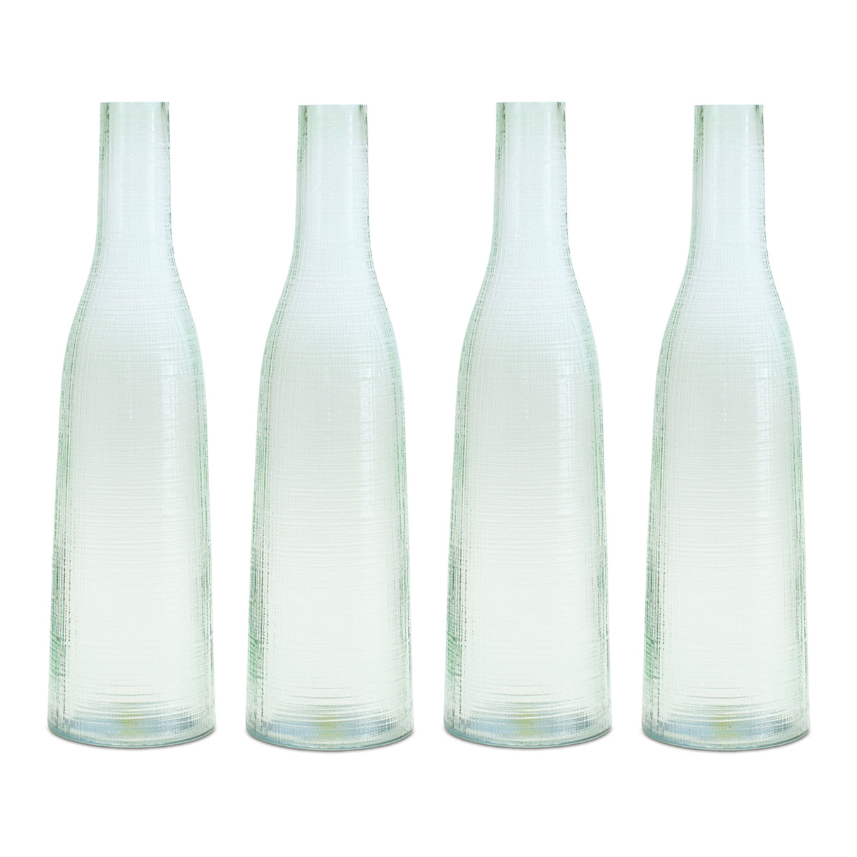 Green Glass Bottle Vase Set of 4