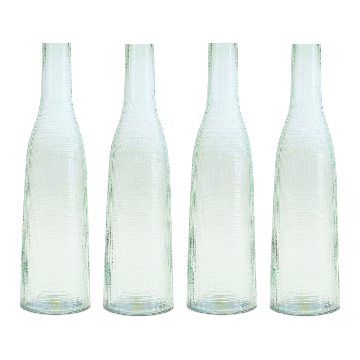 Green glass bottle vase (set of 4)