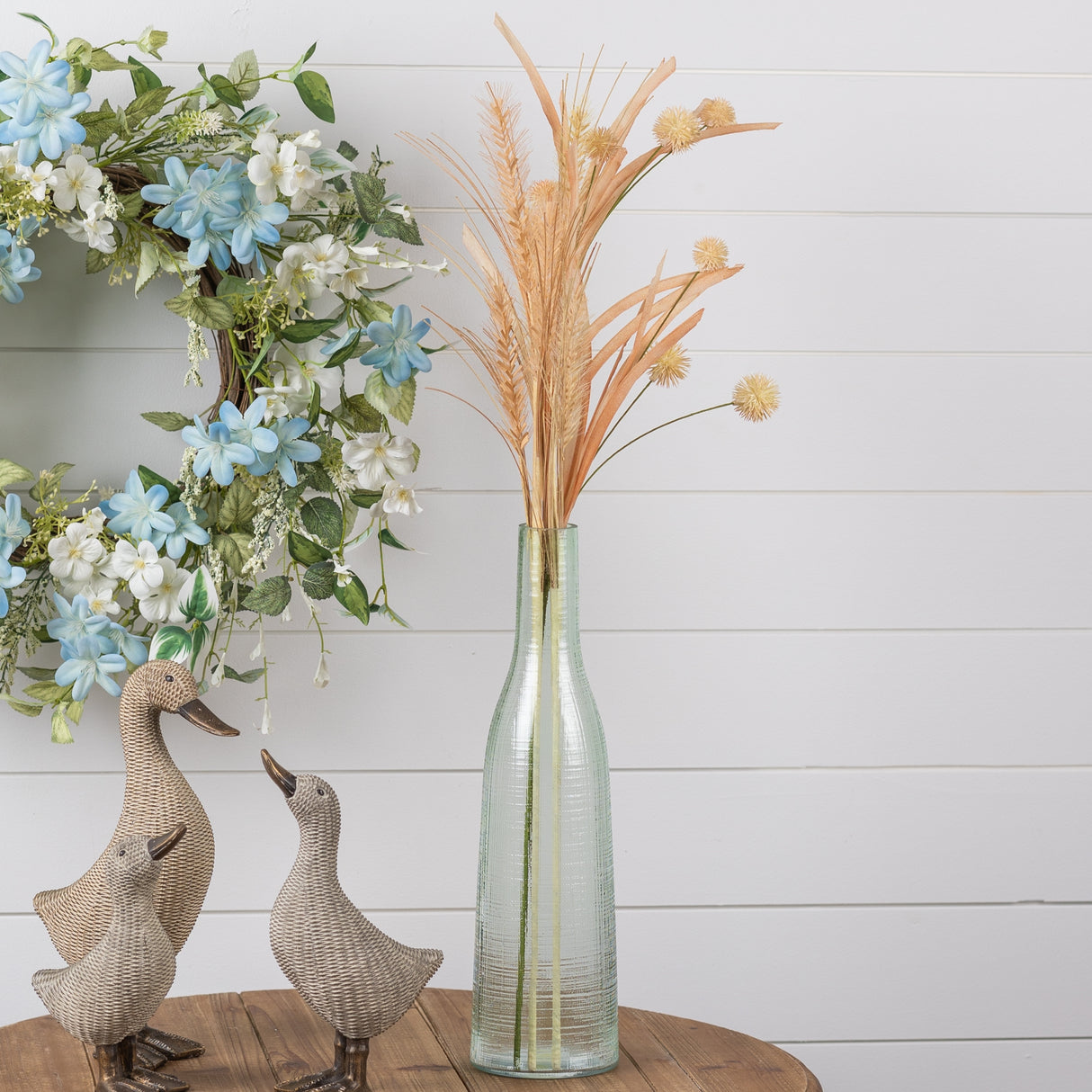 Green Glass Bottle Vase Set of 4