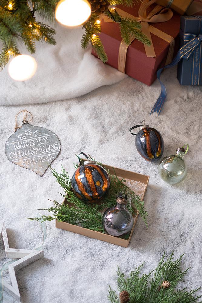Christmas Ball Ornaments Set of 6 Glass Decorative Hanging Balls
