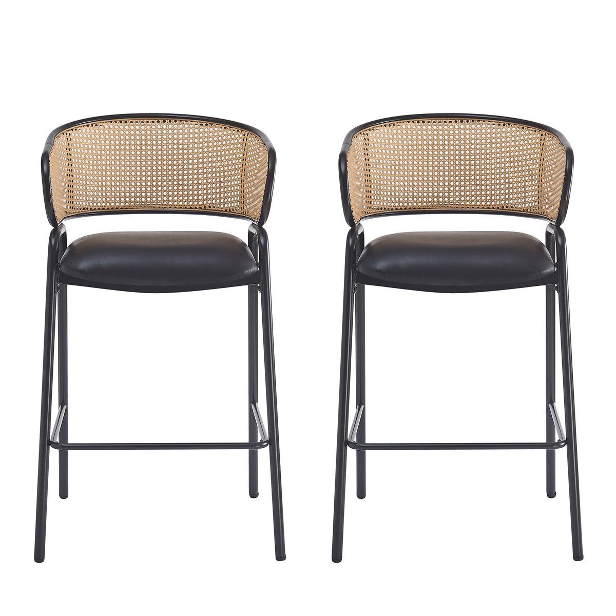 Ethan Indoor Metal Upholstered Barstool Set of 2