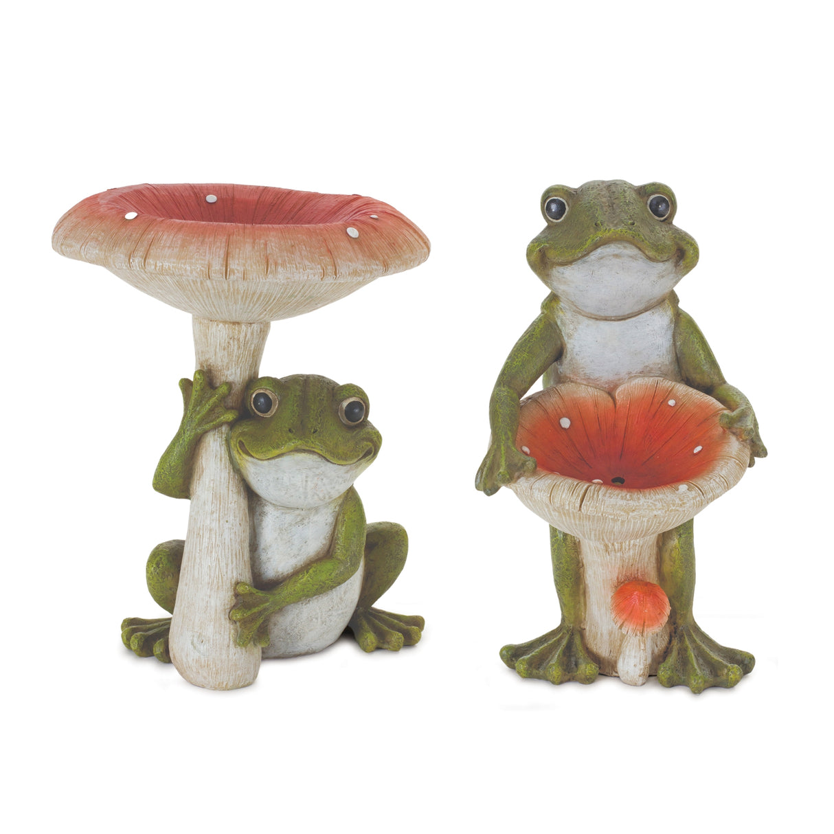 Garden-Frog-with-Mushroom-(Set-of-2)-Decorative-Objects