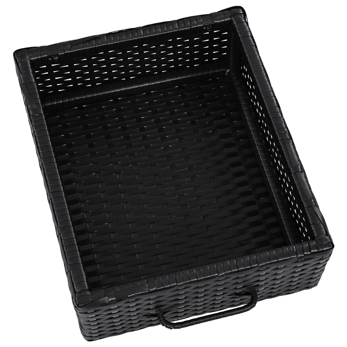 K&K 47.5"W Wicker Outdoor Storage Cabinet with Tempered Glass Desktop