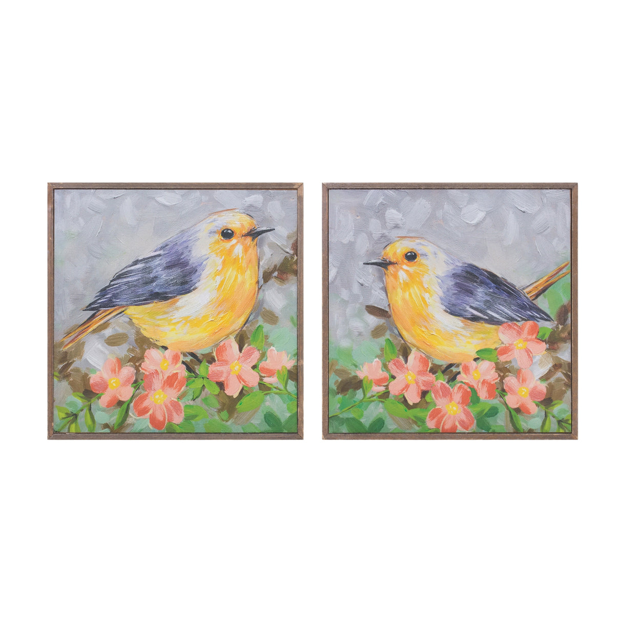 Framed-Bird-Canvas-Block-(Set-of-4)-Wall-Art