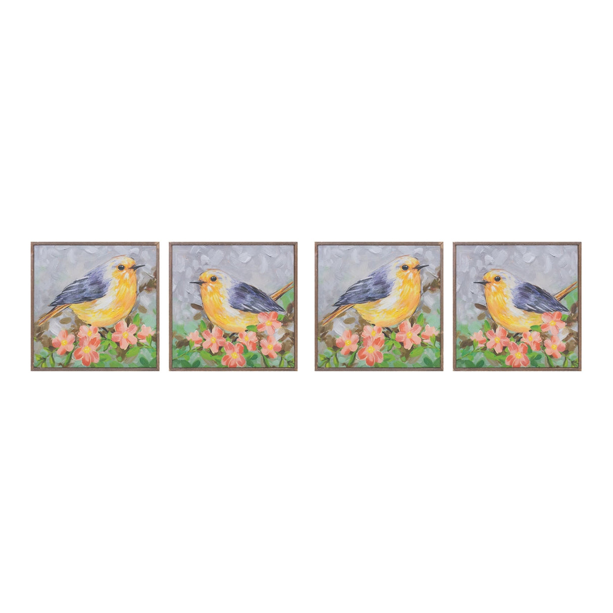 Framed Bird Canvas Block (Set of 4)