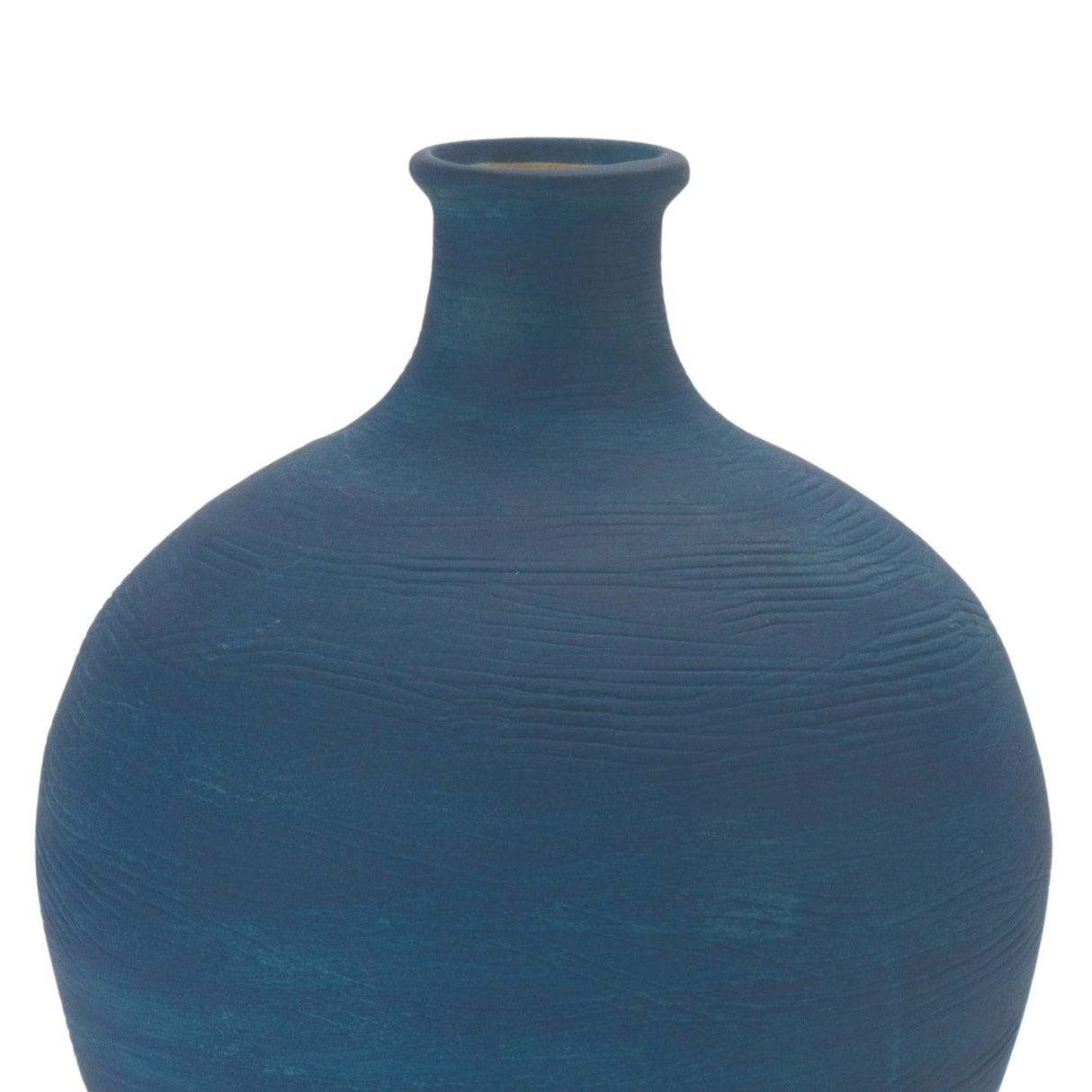 Ceramic Vase with Terra Cotta Accent 8.5"H