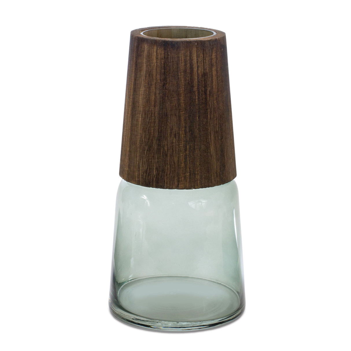 Tapered Glass Vase with Wood Accent (Set - 2)
