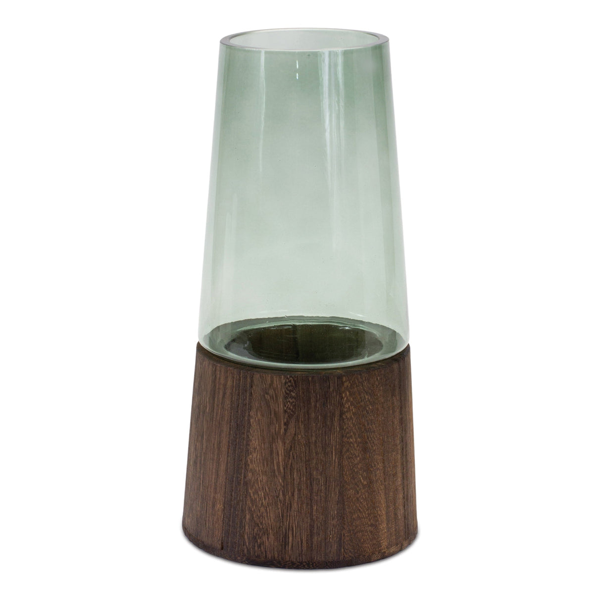 Tapered Glass Vase with Wood Accent (Set - 2)