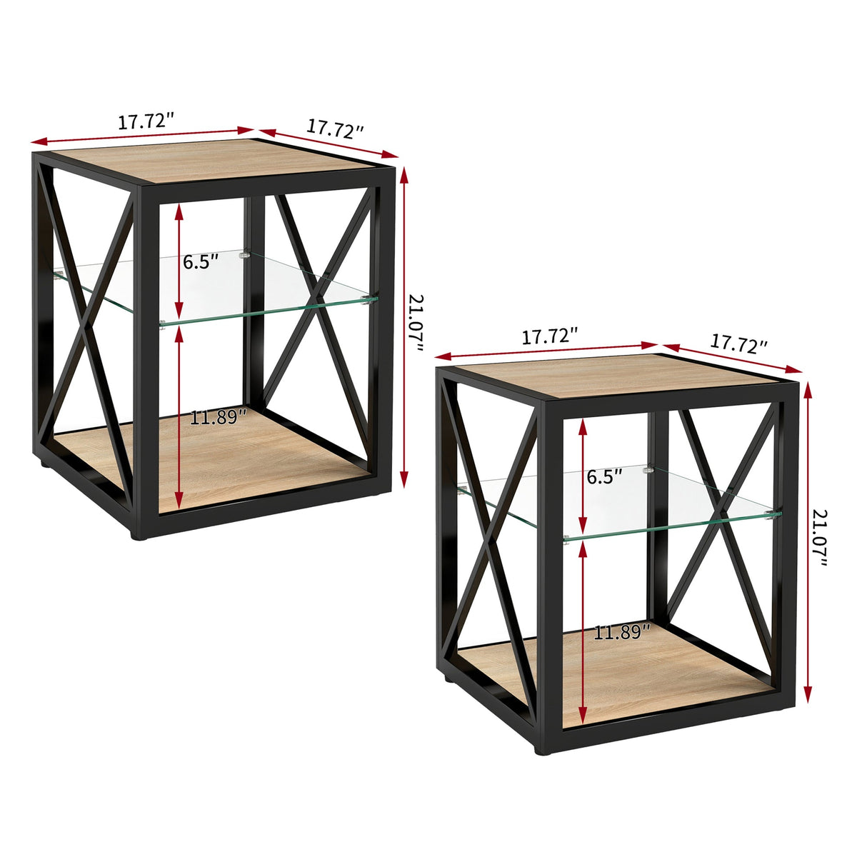 Set of 2 Modern End Table Nightstands