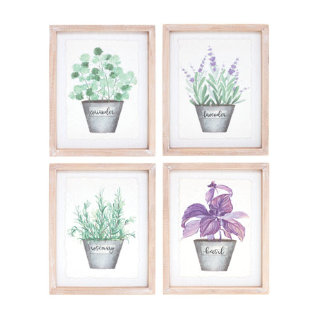 Framed-Watercolor-Herb-Print-(Set-of-4)-Wall-Art