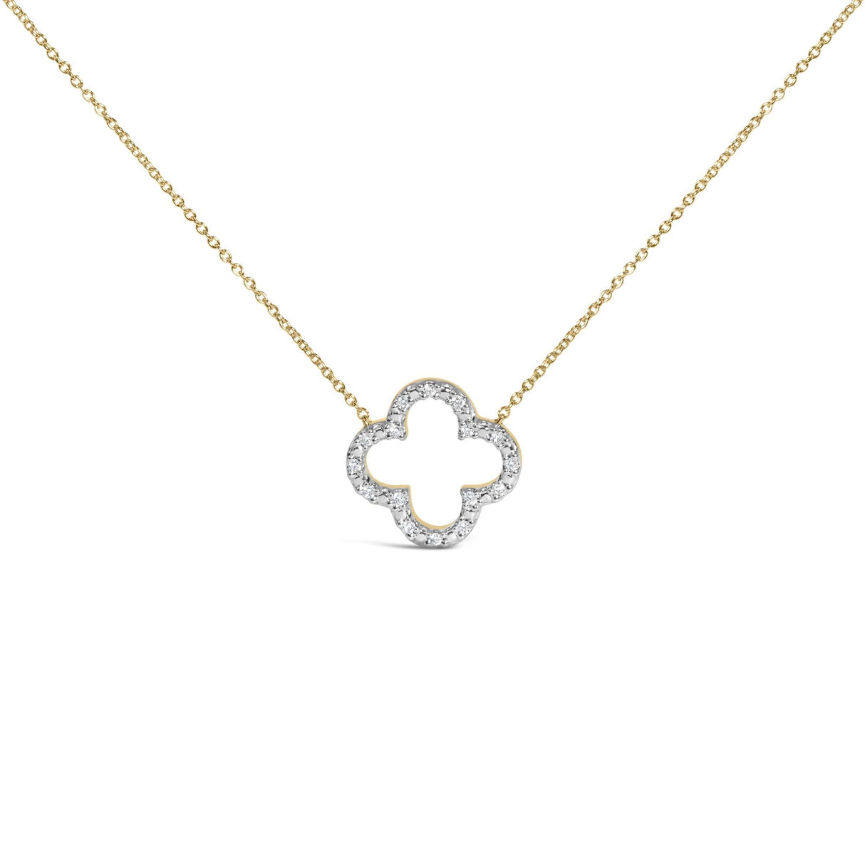 Gold Vermeil 1/10 Cttw Diamond Clover Pendant Necklace
