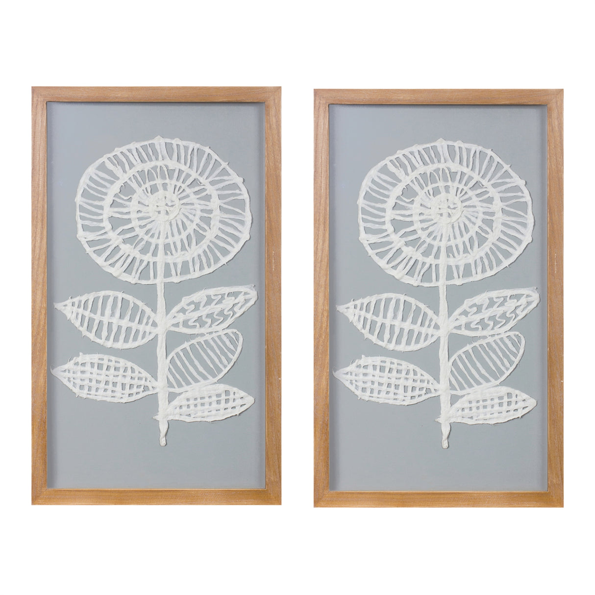 Framed paper mache flower wall art (set of 2)