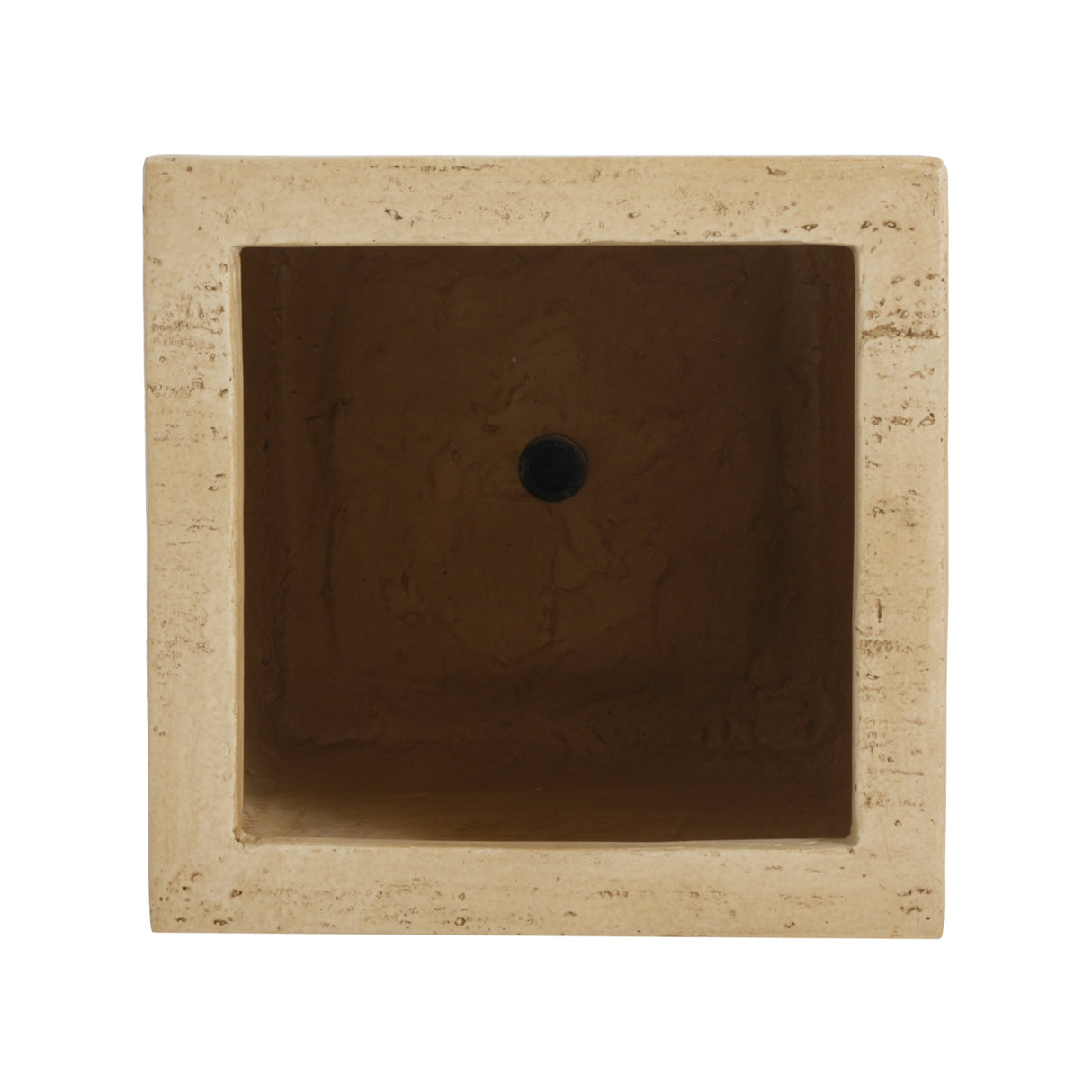 Handmade Travertine Planter Box, Antique Brown, 19.75"H