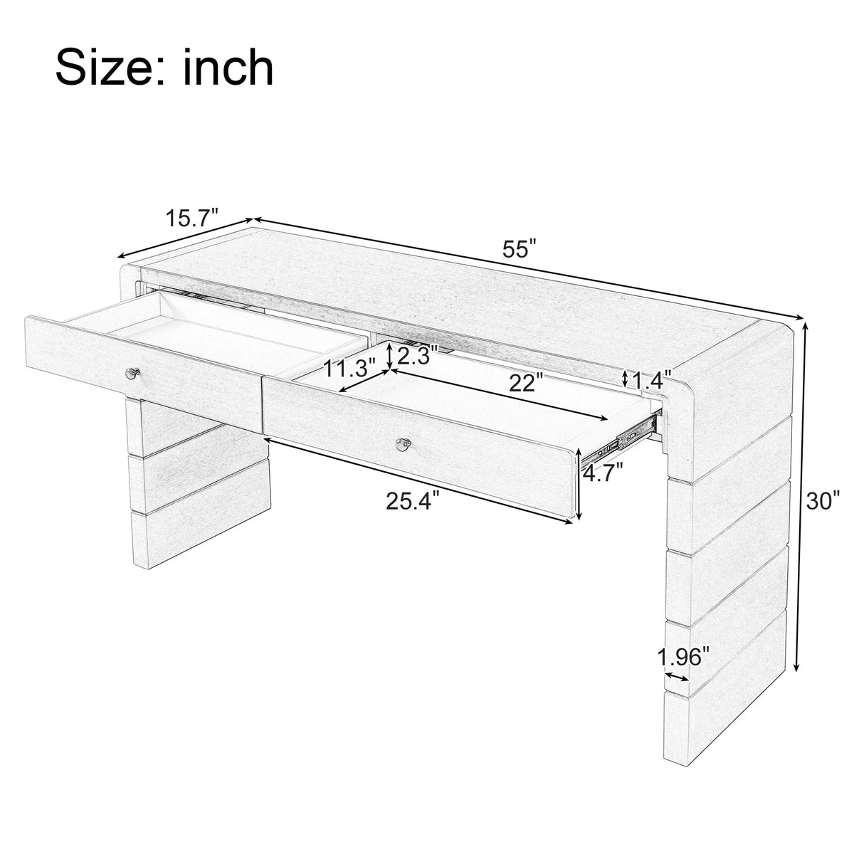 Curved Console Table with StorageDistressed Black