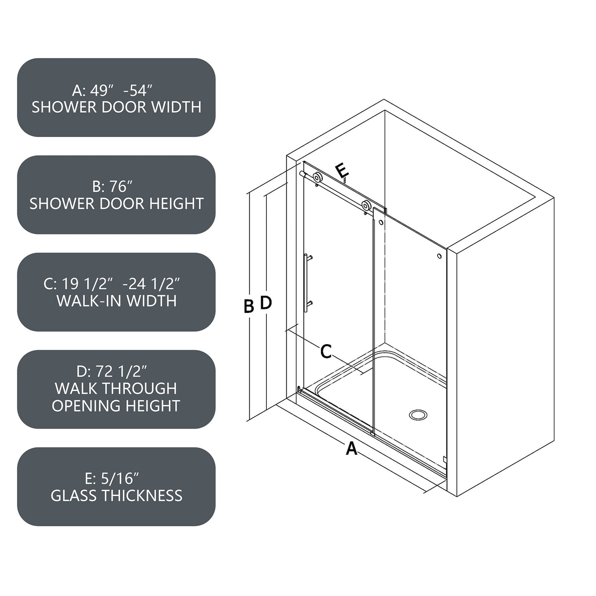 5476 Tempered Glass Shower Door