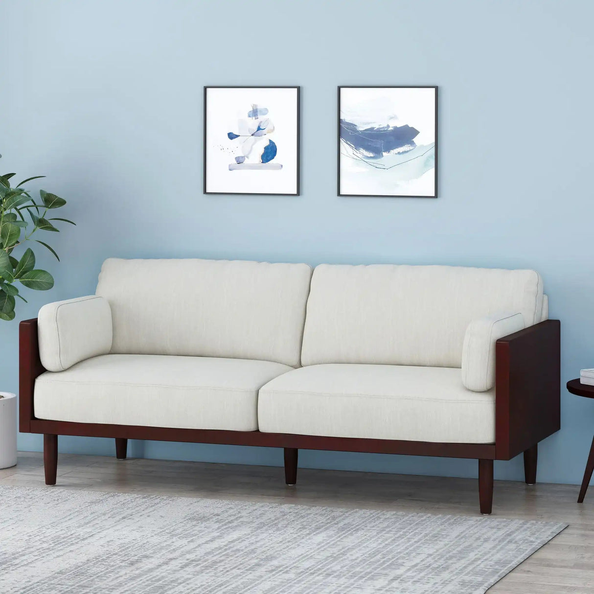 Mid - Century 3 Seater Sofa With Pillow Cushions