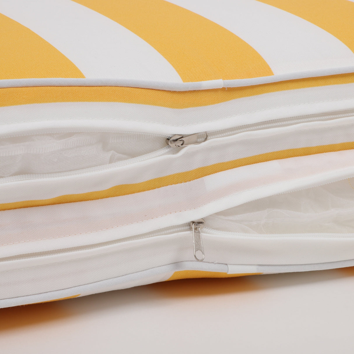 2-Piece Outdoor Chaise Lounge Cushion Set, Yellow/White