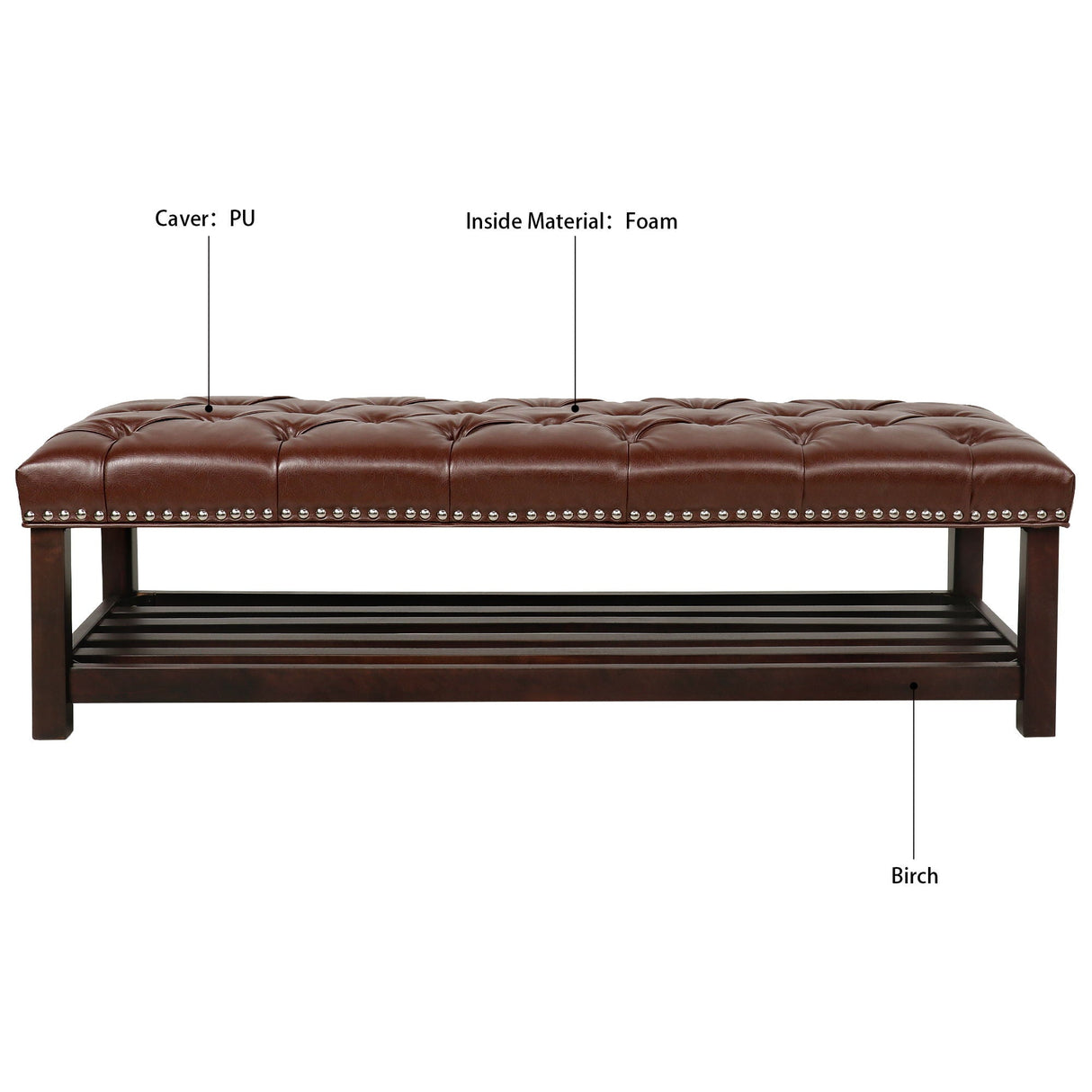 Bedroom End Of Bed Bench Tufted Upholstered End Of Bed Bench End Of Bed Entrance Shoe Bench With Nailhead Trim And Shelf Bedroom Upholstered Bench Living Room Shoe Rack Footstool