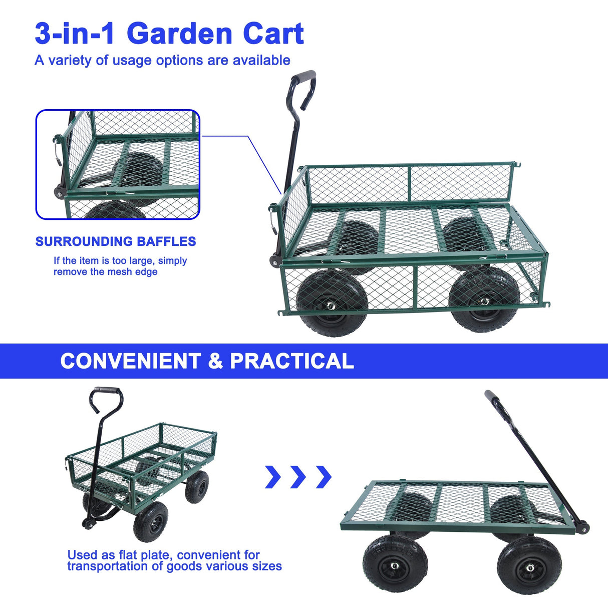 Wagon Cart Garden Cart Trucks in Green