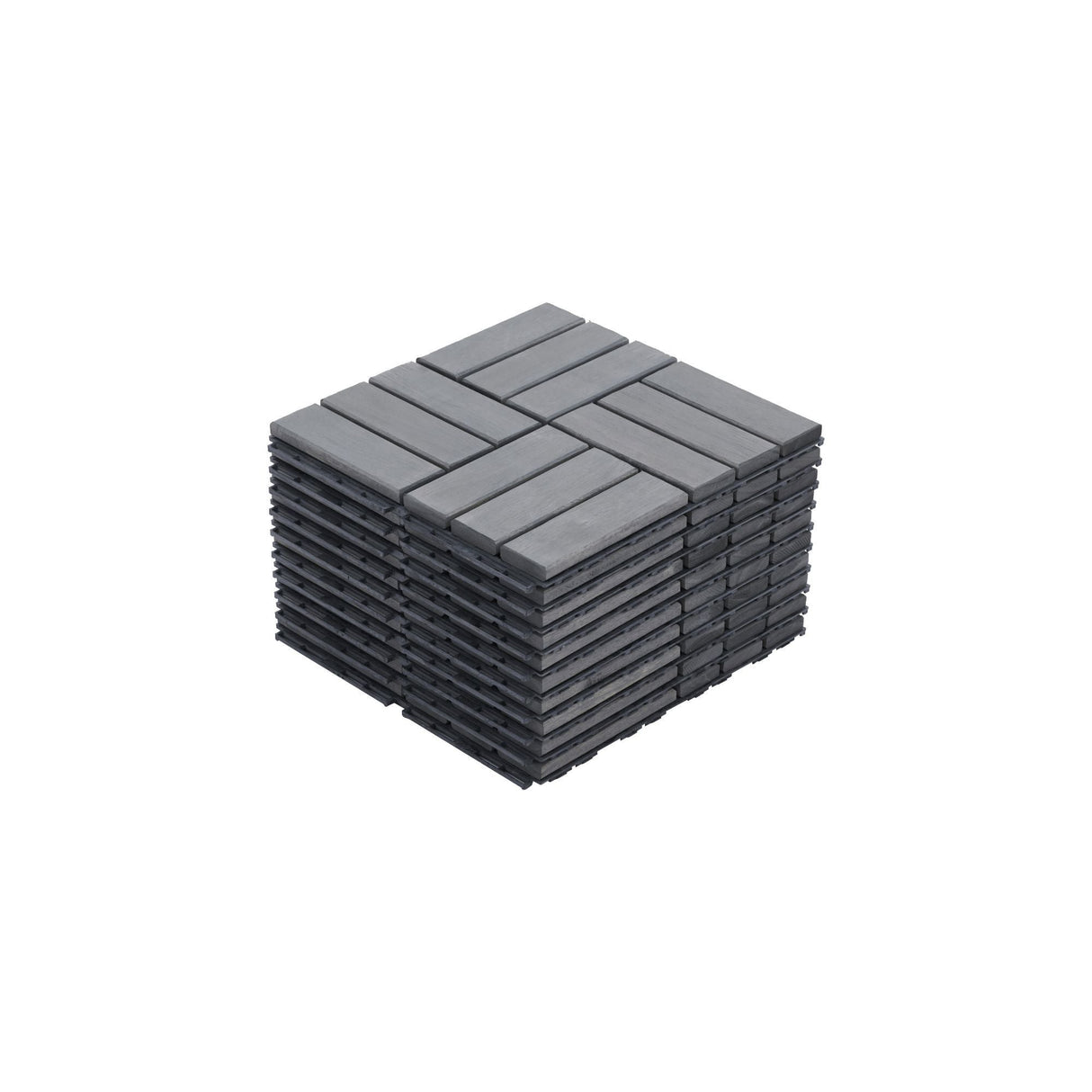 Acacia Wood Interlocking Deck Tiles Checker Pattern For Outdoor Flooring