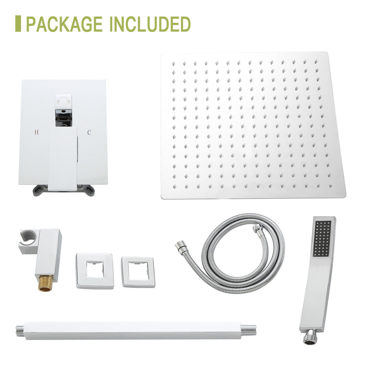 Dual Shower Head System with Ceiling Mount and Rough-In Valve - Pearl Silver, Black, or Gold