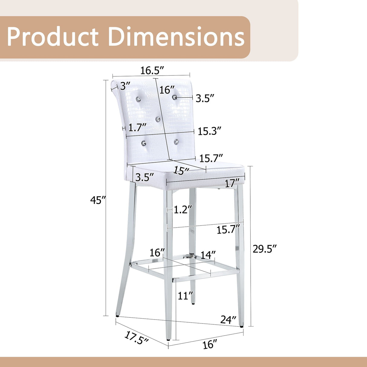 Bar Chairs with Crystal Clasp Design (Set of 2)
