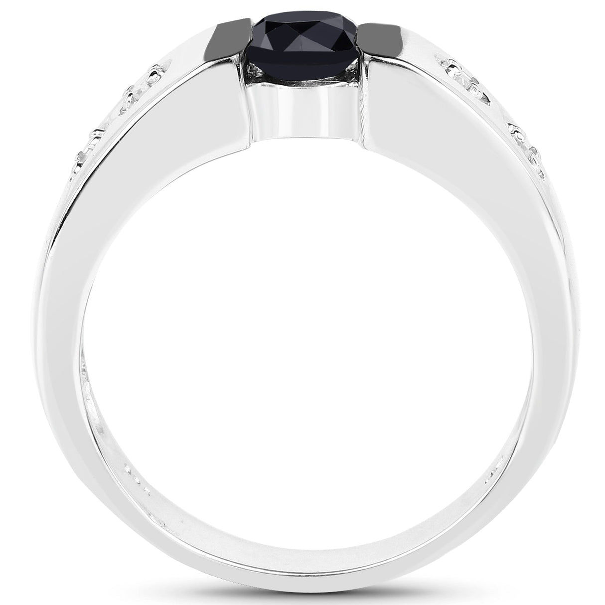 0.56 Carat Genuine Black Diamond and White Diamond .925 Sterling Silver Ring