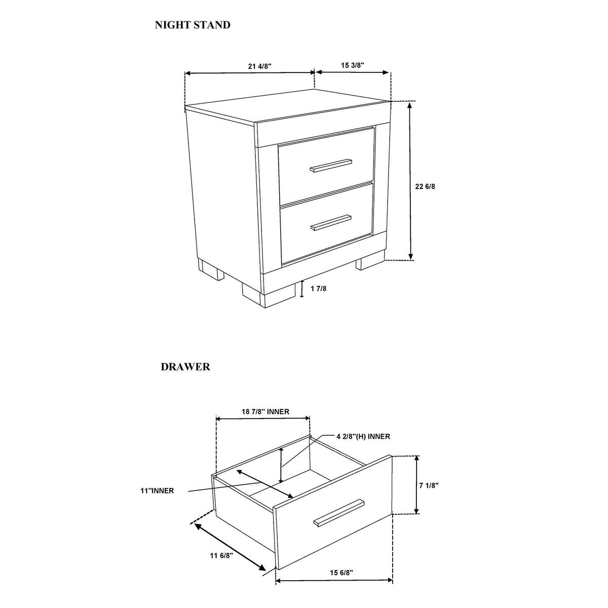 Elsa - 2 Toned Nightstand With Bar Handle And Spacious Drawers