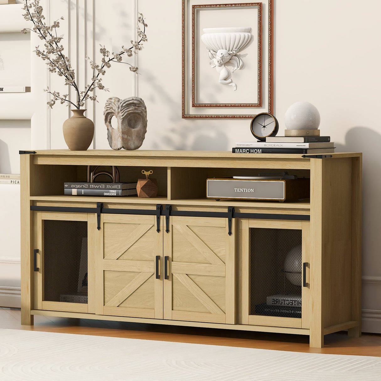 U_STYLE 59.3'' Sideboard with Sliding Barn Door