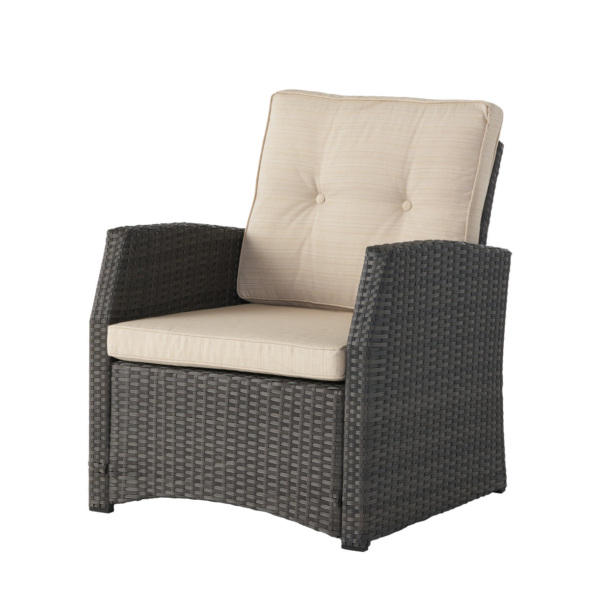 ST MARTA Single Sofa Outdoor Relaxation Seat Grey PE Rattan Waterproof Fabric