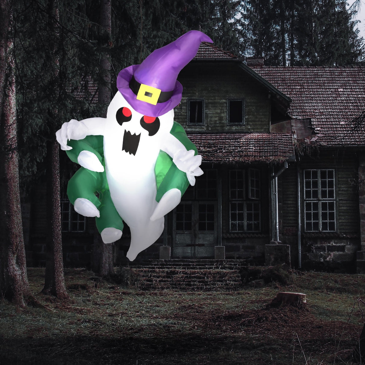 4ft Animated Window-Cling Inflatable Ghost with LED Illumination