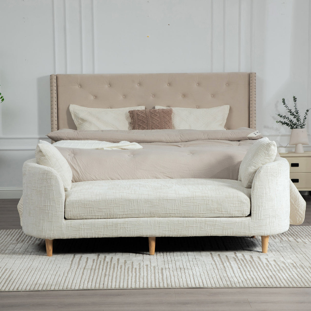 77.17" Wide Modern Upholstered End of Bed Bench