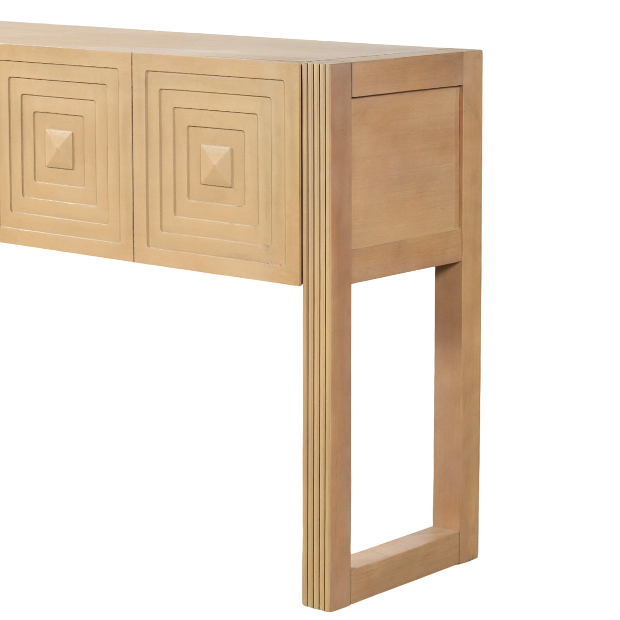 Geometric Carved Console Table with Soft-Close Drawers
